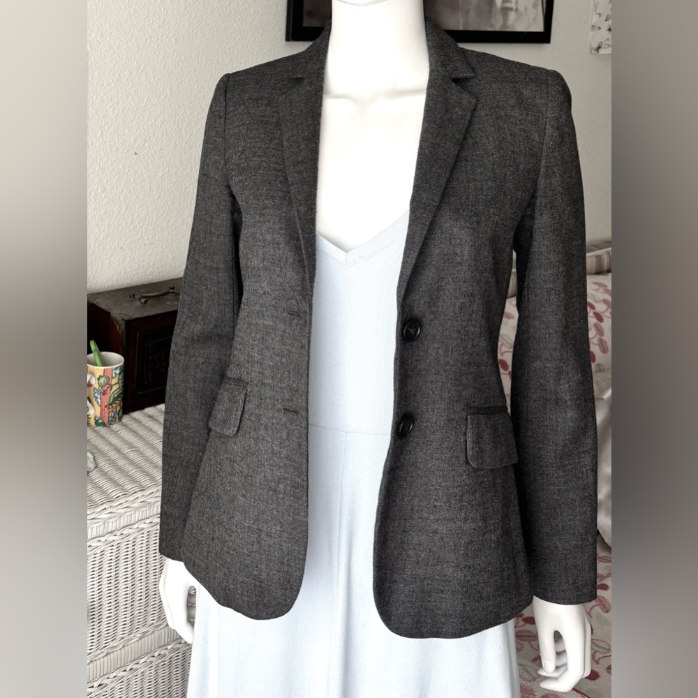 J. Crew Charcoal Grey Textured Wool Two Button Blazer Style #96382 Size 0 - Picture 2 of 12